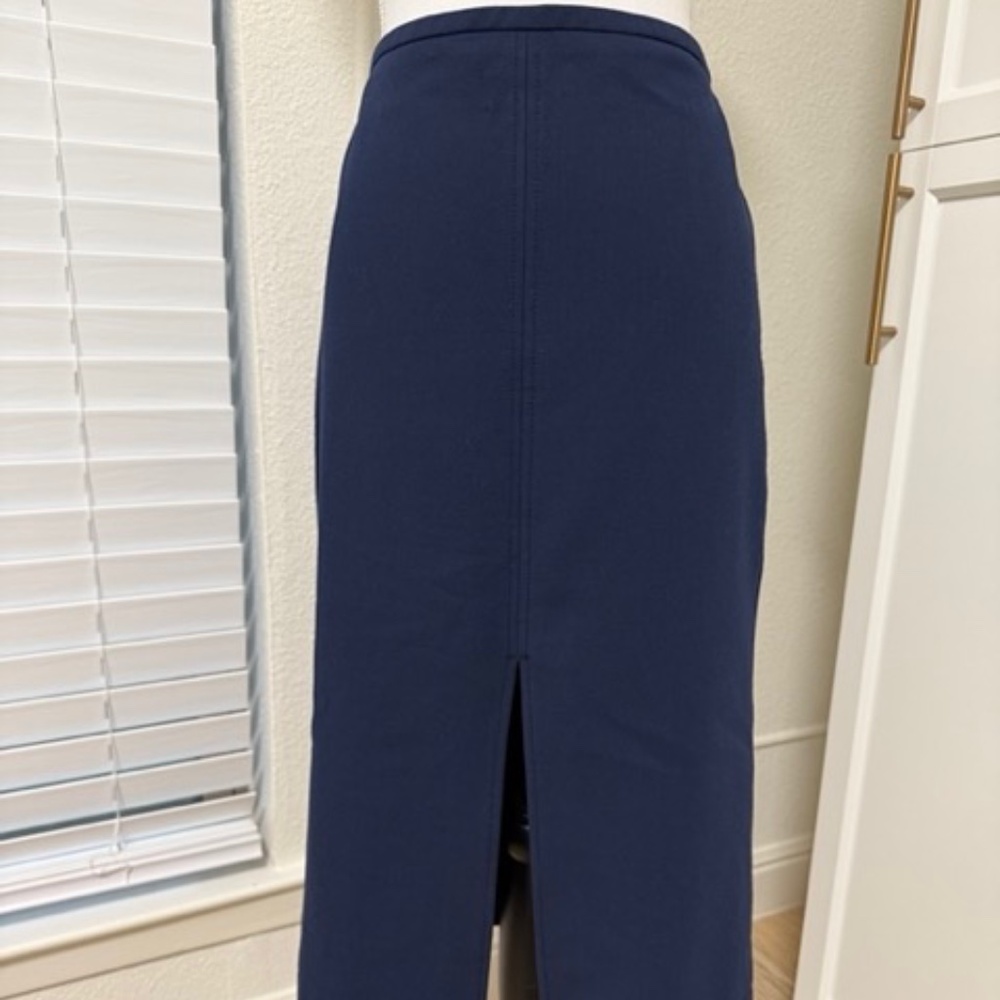 J.Crew Pencil Midi Skirt In Four-Season Stretch Navy Blue Size 6 Pre- Loved